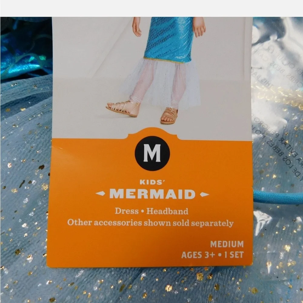 NWT Kids Hyde & Eek Mermaid Halloween Costume Dress with Headpiece - 8-10 Medium